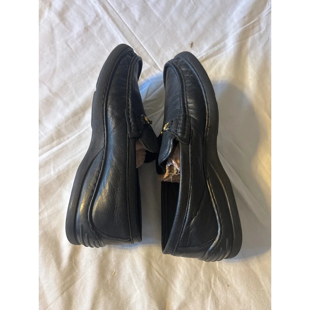 Pierre Cardin Loafers Men 43 Black Fair Leather Horsebit Slip On Dress Shoes